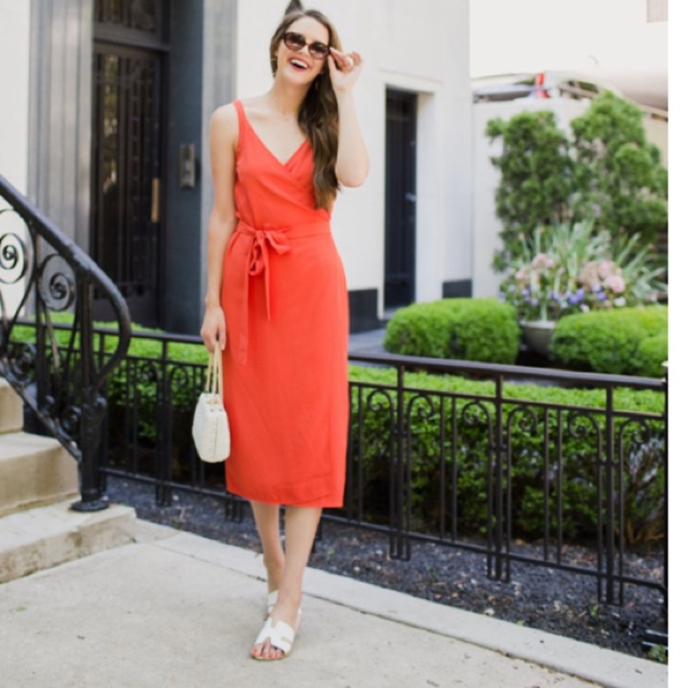 Everlane Elegant Orange Wrap Dress